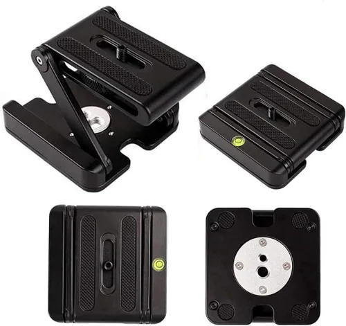 Vista 5 de Placa universal de liberación rápida, cabezal de trípode Z Flex Tilt Trípode de aluminio, soporte de cámara plegable de aluminio, cabezal de bola