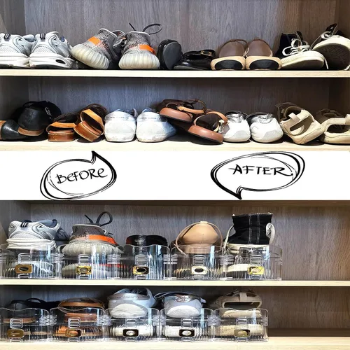 Vista 7 de Organizador de ranuras para zapatos, apiladores de zapatos ajustables, paquete de 10 ahorradores de espacio para zapatos, ranura para zapatos