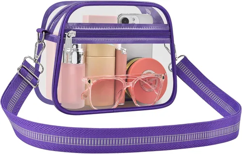 Vista 4 de Bolsa transparente para eventos de estadio, bolsa transparente para mujer, bolsa cruzada, correa de hombro ajustable para conciertos, deportes