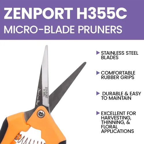 Vista 4 de Zenport Podadora curvada hidropónica de Microblade H355C, hoja de acero inoxidable