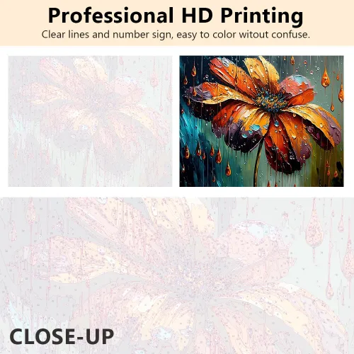 Vista 2 de TUMOVO Pintura de flores por números, pintura al óleo abstracción para adultos y niños, pintura por números, plantas por números con pinceles