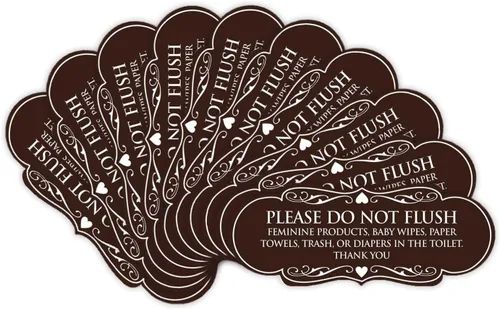 Vista 36 de Signs ByLITA Designer Please Do Not Flush Etiqutte Letrero (negro) - Pequeño 1 paquete