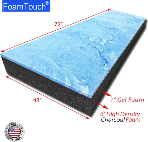 Vista 36 de FoamTouch Colchón litera de 7 pulgadas de alto x 28 pulgadas de ancho x 72 pulgadas de largo (solo espuma), carbón, sin funda