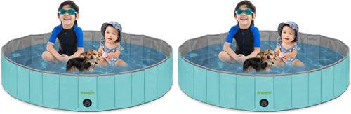 Vista 6 de KUNDU Redonda (32 pulgadas de diámetro x 8 pulgadas de profundidad) PVC resistente al aire libre para mascotas y niños piscina / bañera - portátil