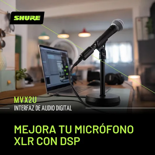 Vista 5 de Shure MVX2U - Interfaz XLR a USB con conector para auriculares, ganancia de 60 dB, monitoreo de latencia cero, alimentación fantasma de 48 V