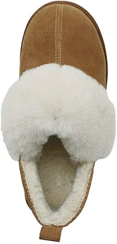 Vista 3 de PAMIR Botines de piel de oveja genuina para mujer, botines de espuma viscoelástica para interiores y exteriores, Negro