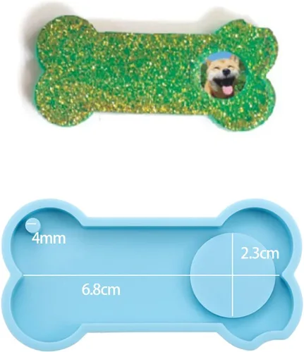 Vista 2 de 1-2 unidades/paquete de colgantes de hueso de perro, molde de silicona con forma de pata de mascota, etiqueta colgante de foto de mascotas, moldes