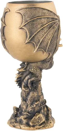 Vista 3 de Royal Selangor Colección Juego de Tronos acabado a mano de peltre edición limitada Gilt Drogon Goblet Gift