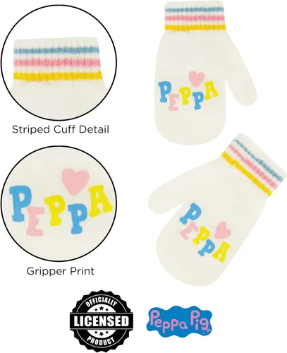 Vista 5 de Hasbro Sombrero de invierno, guantes para niños pequeños, gorro de bebé de Peppa Pig para niña