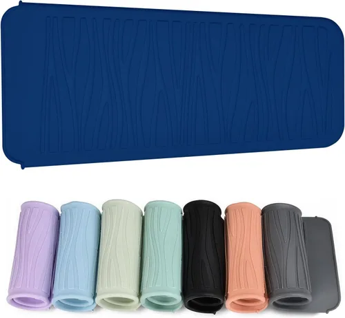 Vista 16 de Alfombrilla de silicona resistente al calor con bolsa para herramientas de peinado del cabello, 1 unidad, gris, silicona, plana, cabello seco, 11 x