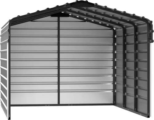 Vista 22 de Arrow Carports - Cochera de acero galvanizado, kit de cochera de metal compacto, 10 x 15 x 7 pies, cáscara de huevo Eggshell
