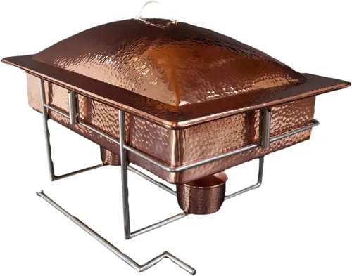 Vista 6 de Sertodo Copper Ronda Bizancio Chafer, 4 cuartos de galón de capacidad, martillado a mano 100% cobre puro