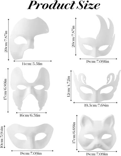 Vista 2 de Máscaras de papel maché para decorar, máscaras en blanco