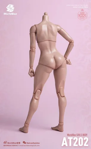 Vista 4 de OBEST Worldbox AT202 - Figura de cuerpo súper flexible y duradero a escala 1/6, tipo de cuerpo regordete con pies desmontables, figuras de acción