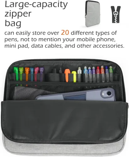 Vista 4 de Funda tipo folio compatible con el cuaderno de espiral Rocketbook construida con una bolsa de almacenamiento extraíble con cremallera de gran