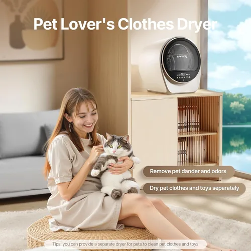 Vista 7 de S3 Secadora de ropa compacta de 1.0 pies cúbicos de capacidad, 110 V, 1050 W, secadora portátil con tambor de acero inoxidable, 8 modos de secado
