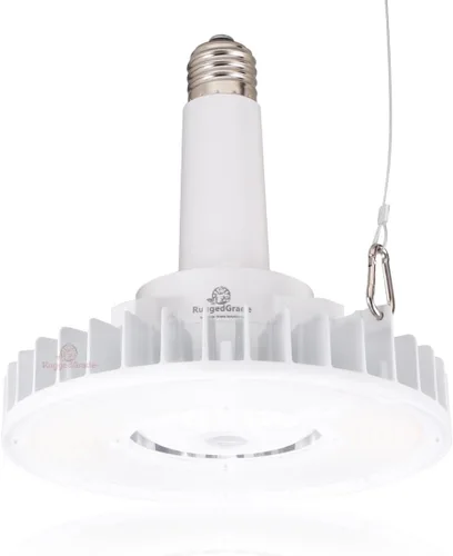 Vista 8 de RuggedGrade Bombilla LED de gran altura de 80 W, serie Oberon II, 9,800 lúmenes, blanco cálido de 3000 K, incluye base intercambiable E39 y E26