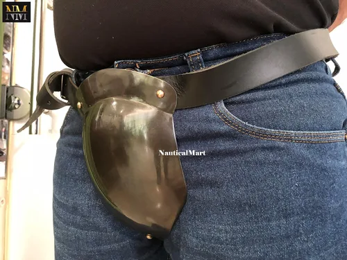 Vista 2 de Protector de entrepierna de acero SCA medieval SCA para hombre, Codpiece del siglo XV