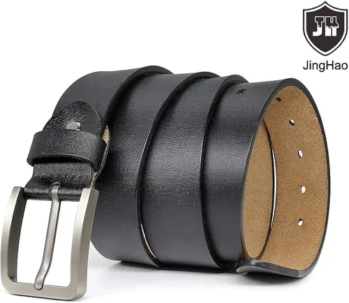 Vista 2 de JingHao Cinturón para hombre grande y alto de 30 a 65 pulgadas, cinturones de cuero genuino para hombre, cinturón casual de trabajo, pantalones
