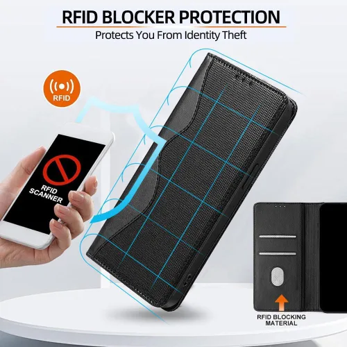 Vista 4 de Case Compatible with Redmi 13X 4G Wallet Card Slot Magnetic Closure Flip Kickstand Black