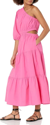 Vista 3 de The Drop Vestido midi escalonado de abril con un solo hombro para mujer
