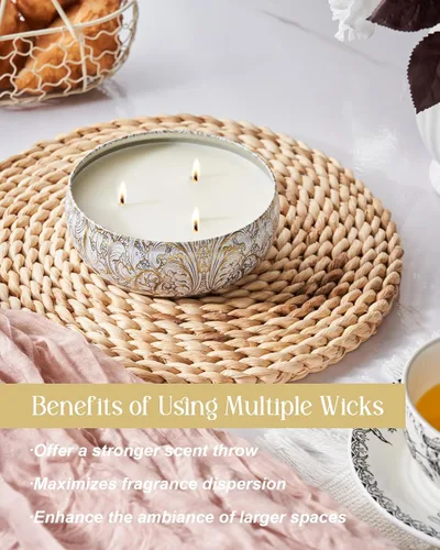 Vista 59 de M&SENSE Velas aromáticas de bayas cítricas, vela grande de lata de soja de 3 mechas, más de 40 horas de tiempo de combustión, cera vegana 100%