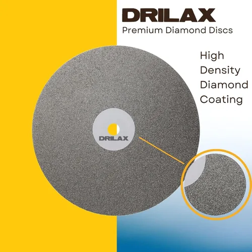 Vista 7 de Drilax Disco de regazo plano de diamante de 8" grano 80 para molienda gruesa Cenador de 1/2" • Piedra preciosa • Vidrio • Moldeo de piedra •