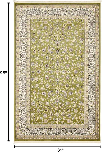 Vista 2 de Unique Loom Narenj Collection - Alfombra de área con diseño de Leeds (5 pies 1 pulgada x 8 pies, rectangular, verde/beige)
