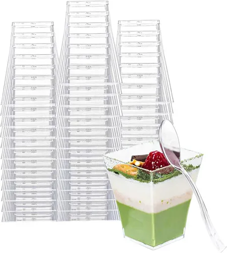 Vista 8 de Paquete de 100 mini tazas de postre de 4 onzas con cucharas, cuenco