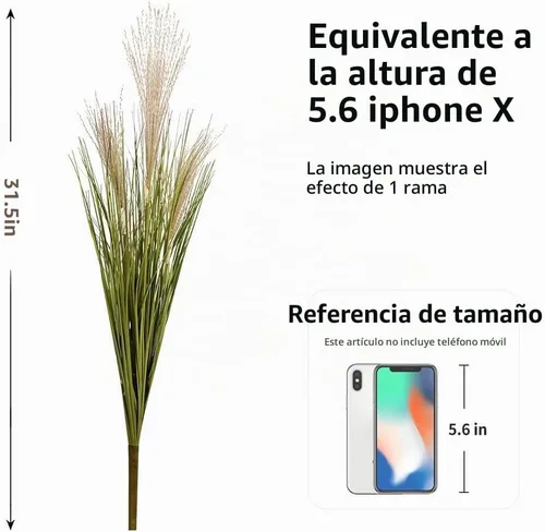 Vista 3 de Melorca&Guilla Plantas Artificiales 6 Piezas 31.5" Césped Alto Falso, Planta Artificial, Plantas de Césped Artificial Alto de Cebolla, Arbustos