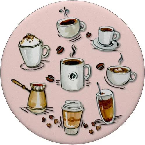 Vista 3 de Lindo café café con leche para mamá Cafe rosa PopSockets agarre y soporte para teléfonos y tabletas, Negro
