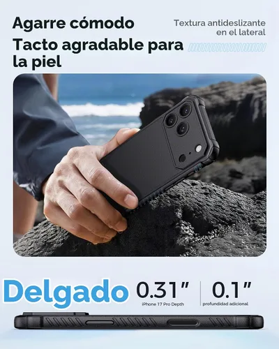 Vista 8 de ASAFCASE Funda para iPhone 17 Pro con soporte, compatible con MagSafe
