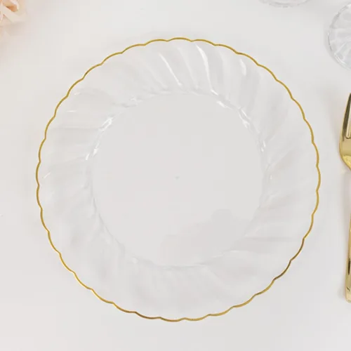 Vista 12 de Efavormart - Paquete de 10 platos de plástico transparente para fiestas, platos redondos desechables de postre de ensalada de 7.5 pulgadas con borde