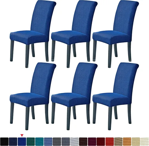 Vista 64 de Juego de 2 fundas para sillas de comedor, fundas elásticas para sillas de comedor, fundas para sillas de cocina de jacquard texturizadas, decoración