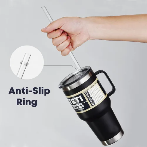 Vista 5 de ALINK Pajitas reutilizables para vaso Yeti Rambler de 25 onzas y 26 onzas, popotes transparentes de repuesto de plástico duro Tritan de 8.77