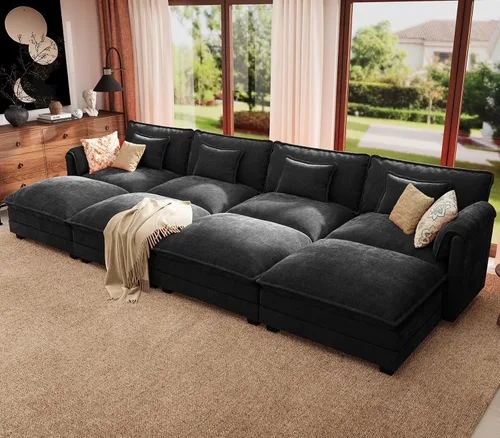 Vista 49 de Sofá modular de gran tamaño de 113 pulgadas, cómodo sofá en forma de L con funda extraíble, asiento ancho y profundo moderno para sala de estar