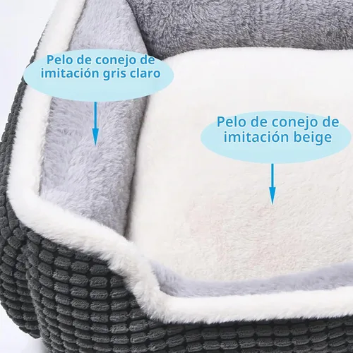 Vista 3 de Cama cuadrada de lujo para gatos y perros, suave, lavable, con parte inferior antideslizante y resistente al agua, perfecta para perros pequeños