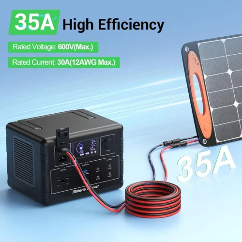 Vista 9 de Bateria Power Cable de extensión de conector solar de 3.3 pies a XT60, panel solar de 12 AWG a XT60, cable de extensión de carga para panel solar