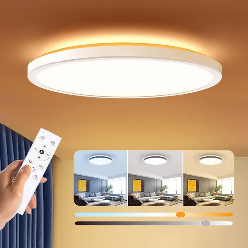 Vista 16 de BLNAN Lámpara de techo LED regulable con control remoto, 12 pulgadas, 3000 K-6500 K, color de luz ajustable, moderna lámpara de techo ultrafina