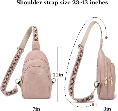 Vista 3 de INICAT Riñoneras cruzadas, bolsos de cuero para el pecho para mujer