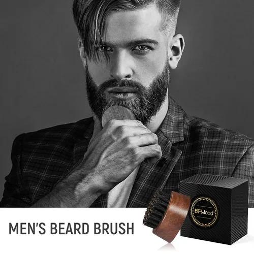 Vista 9 de BFWood Cepillo para barba para hombres, cerdas de jabalí naturales