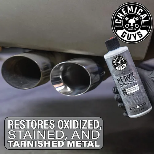 Vista 3 de Chemical Guys, Heavy Metal Polish SPI_402_16 - Abrillantador pesado restaurador y protector para metales (16 oz) y toallas de microfibra de grado