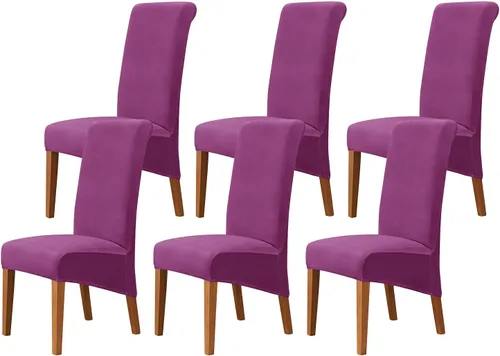 Vista 28 de Juego de 2 fundas de terciopelo para sillas de comedor, color beige, fundas elásticas para sillas de comedor y cocina, reutilizables, protector