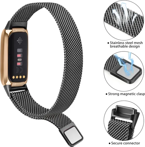 Vista 2 de Vanjua Correa de metal compatible con Fitbit Luxe, correa de repuesto ajustable de malla de acero inoxidable para Fitbit Luxe/Luxe edición especial