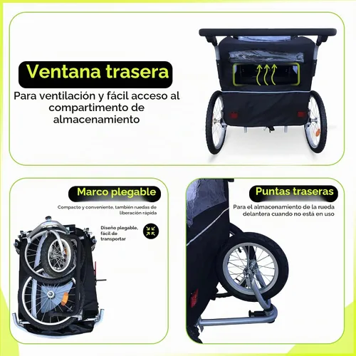 Vista 5 de Booyah Strollers Remolque de bicicleta de bebé doble 3 en 1 para niños, carriola, cochecito con suspensión, capacidad de 88 libras, diseño apto