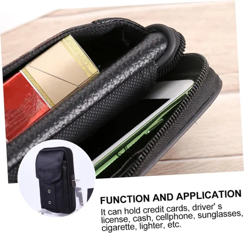 Vista 7 de TENDYCOCO Paquete de 1 bolsa de cintura para hombres monedero para hombres bolso vertical para teléfono móvil bolsa de cuero genuino hombres negro