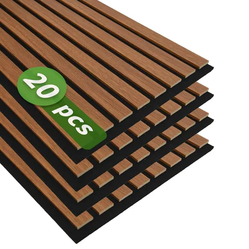 Vista 14 de Art3d Panel de pared con diseño de listones de madera acústica de 47 x 23.6 Castaño