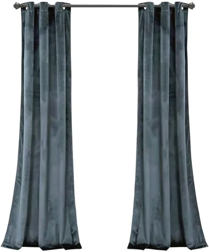 Vista 10 de Lush Decor Prima Velvet - Par de paneles de cortinas de ventana de terciopelo sólido con filtro de luz, 38" de ancho x 84" de largo, negro