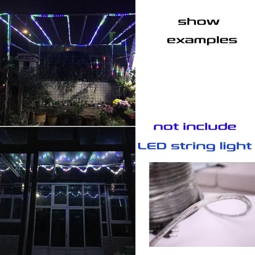 Vista 7 de Tvoip 100 clips de luz LED de 1/2 pulgada con 200 tornillos de PVC transparente para colgar en la pared al aire libre de Navidad