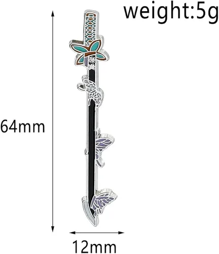 Vista 2 de Anime Demon Brooch Slayer Pin -Tanjiro Nezuko Shinobu Figure Characters Metal Sword Enamel Pins Badges Collection Cosplay Jewelry Gifts for Fans